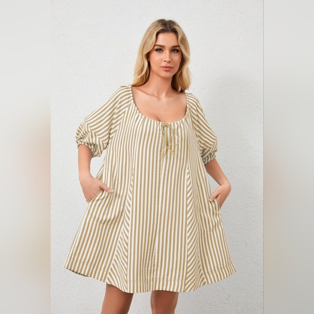 Women's Striped Mini Dress - Picture 5 of 16